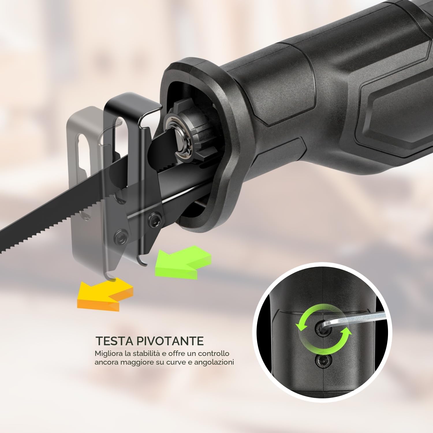 GALAX PRO Sega a reciprocazione da 710W con velocità variabile di 3000 SPM, per tagli precisi in legno, metallo e altro, cambio lama senza strumento