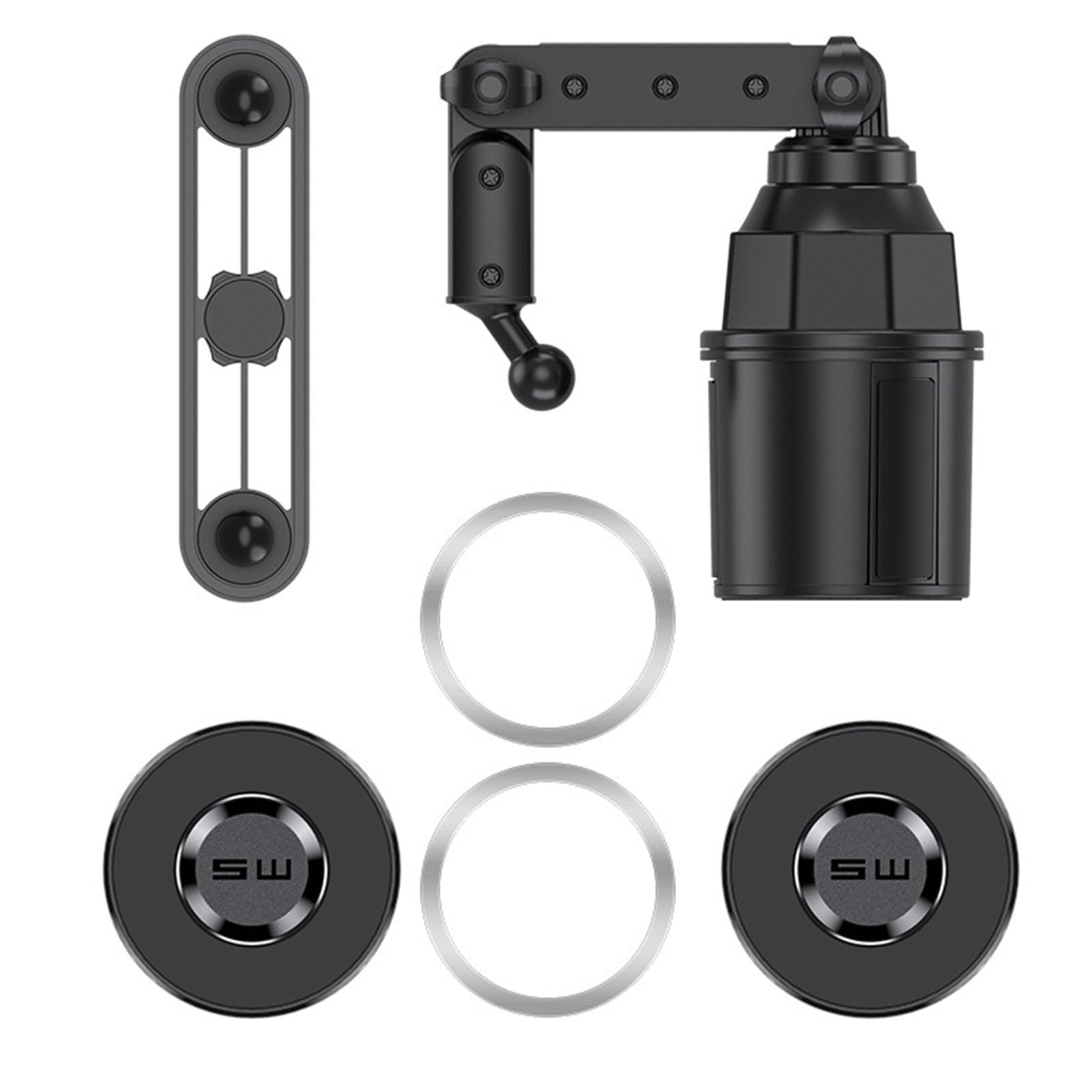 Support de téléphone portable 2 en 1 pour voiture - Pour deux appareils - Compatible avec porte-gobelet rotatif jusqu'à 7,2" - Pour voiture double