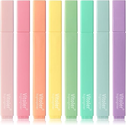Miniatura 24 de Vitoler Paquete de 10 Resaltadores Estéticos con Punta Biselada Suave Resaltadores Pastel para Biblia Color Arcoíris Bonito Sin Traspaso Resaltador