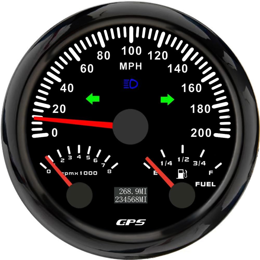 GPS Speedometer 3 in 1 85mm Speedometer 0-200 MPH Tachometer with Tachometer Fuel Level 12V 24V for Car Motorcycle Motorhome