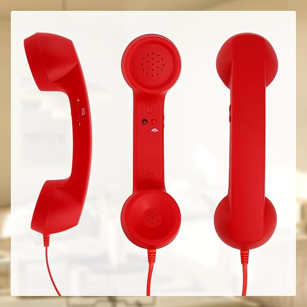 Téléphone Portable Rétro pour Iphone/Android, Combiné Type C Style Années 90 avec Microphone et Haut-Parleur Accessoire Photo (Rouge) - 3