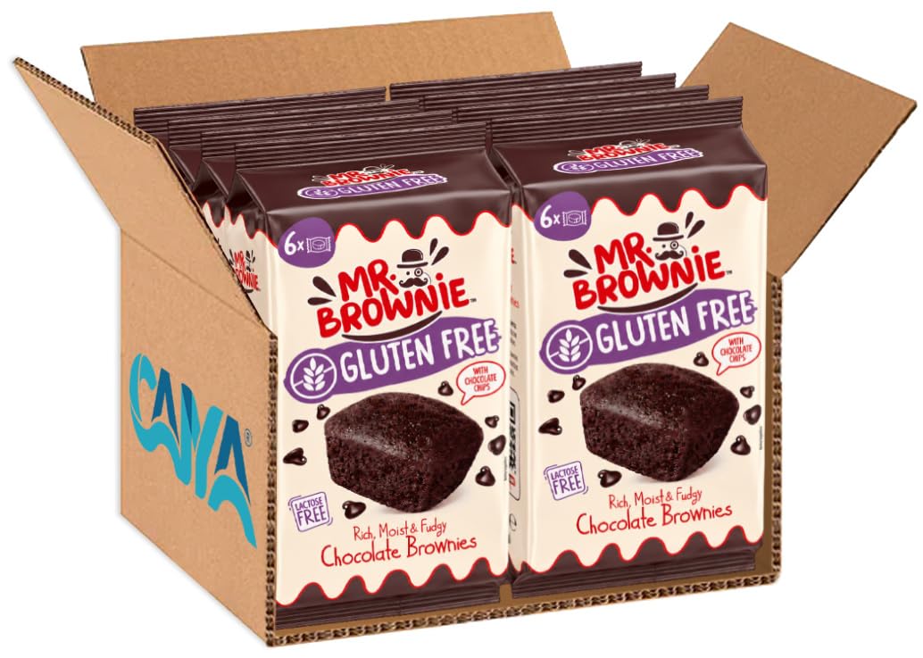 8X Mr. Brownie Brownies Gluten Free Tortine al Cioccolato con Gocce di Cioccolato Belga Senza Glutine 150g