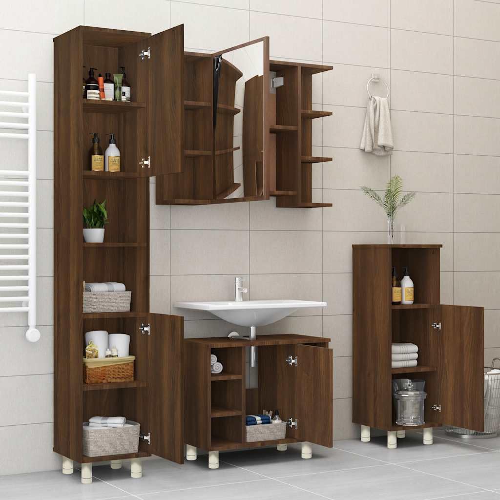 Makastle Armoire de Salle de Bain Chêne Marron 30x30x95 cm