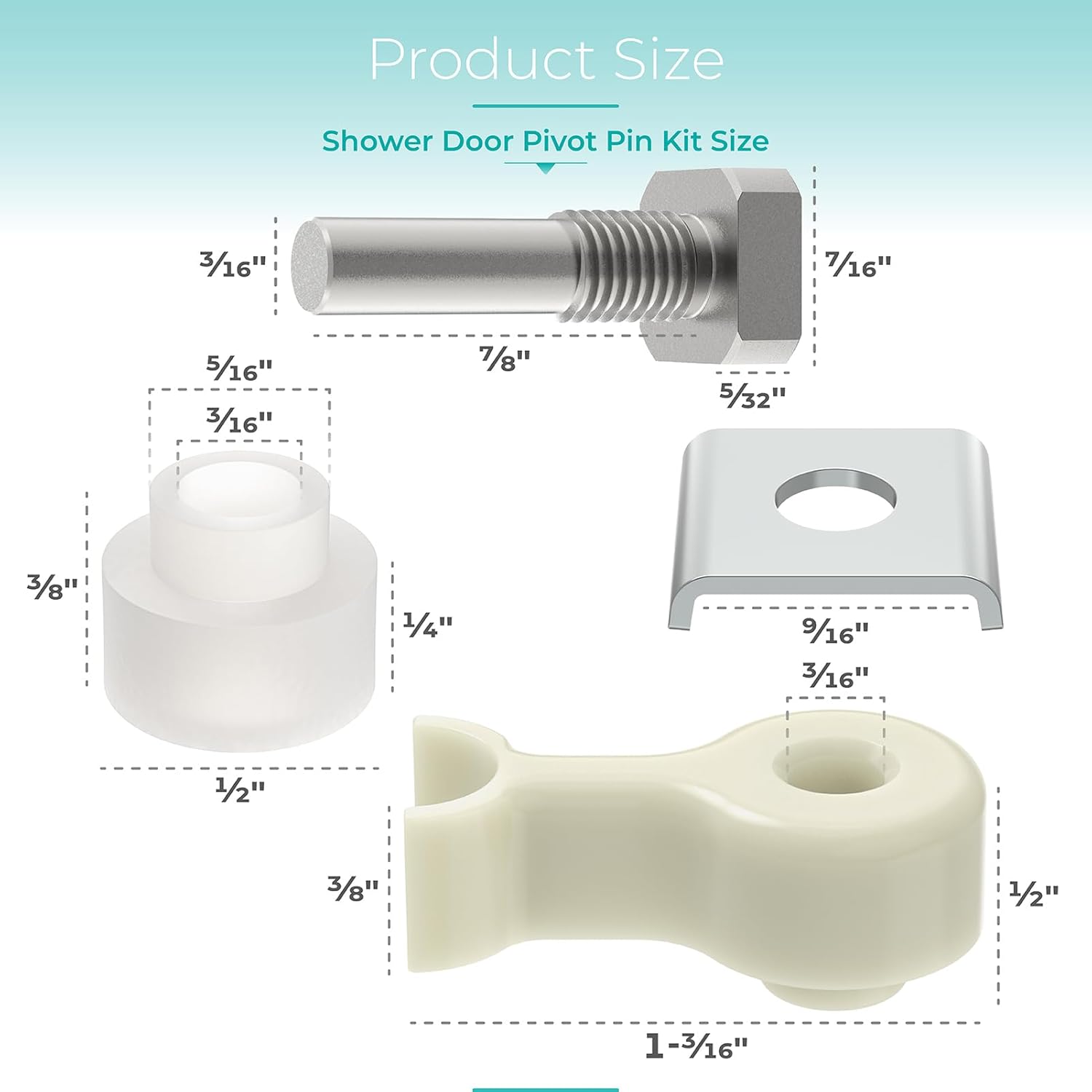 Shower Door Repair Kit with Pivot Bushing for Framed/Swing Shower Doors, Glass Door Pivot Hinge Pin Kit, Shower Door Replacement Parts
