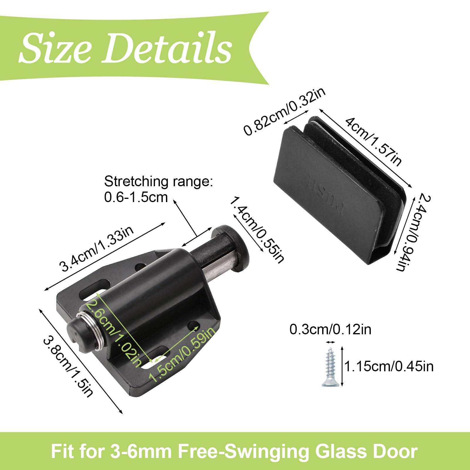 UFURMATE 8 Sets Glass Door Magnetic Catch Closures Push Open Single Glass Door Magnetic Touch Latchs with Adjustable Cabinet Clamp - Image 2