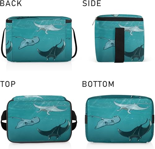 Miniatura 4 de QsirBC Bolsa de almuerzo aislada con diseño de rayas de animales marinos, bolsa de almuerzo reutilizable para adultos y hombres, caja de almuerzo