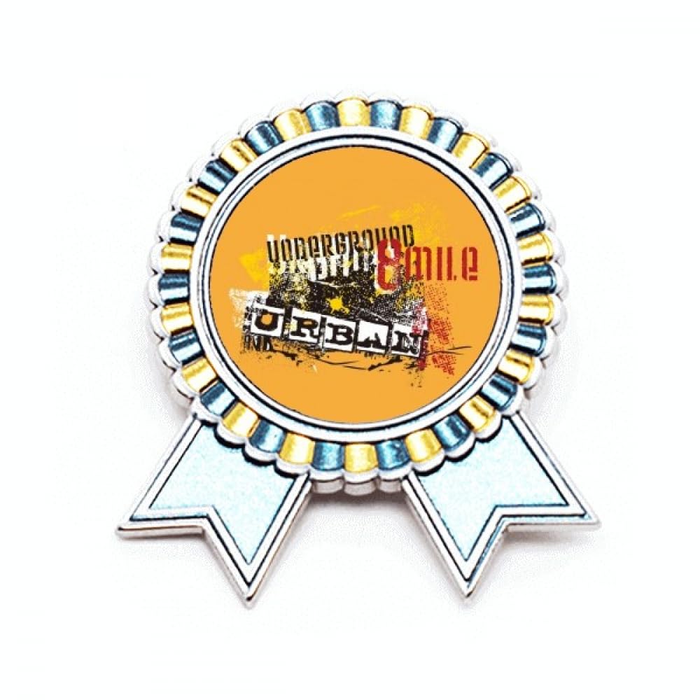 Broche en métal motif urbain graffiti noir orange finition soignée M - 4