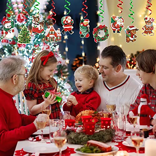 K1Tpde 30Pcs Vintage Christmas Party Hanging Swirl Decoration, Ceiling Hanging Decor For Xmas Party, Christmas Hanging Streamer Party Supplies, Xmas Red And Green Foil Swirls, Retro Xmas Party Favor #TOP2