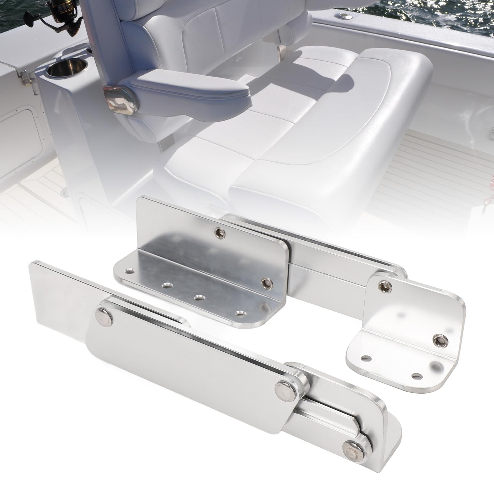 2 Stück Bootssitz-Montagescharniere, Bootssitzscharniere Aluminiumlegierung Bootspolster-Sitzscharnier Marinescharnier für Yacht Boot Hochklappbar von 0 Bis 120 Grad