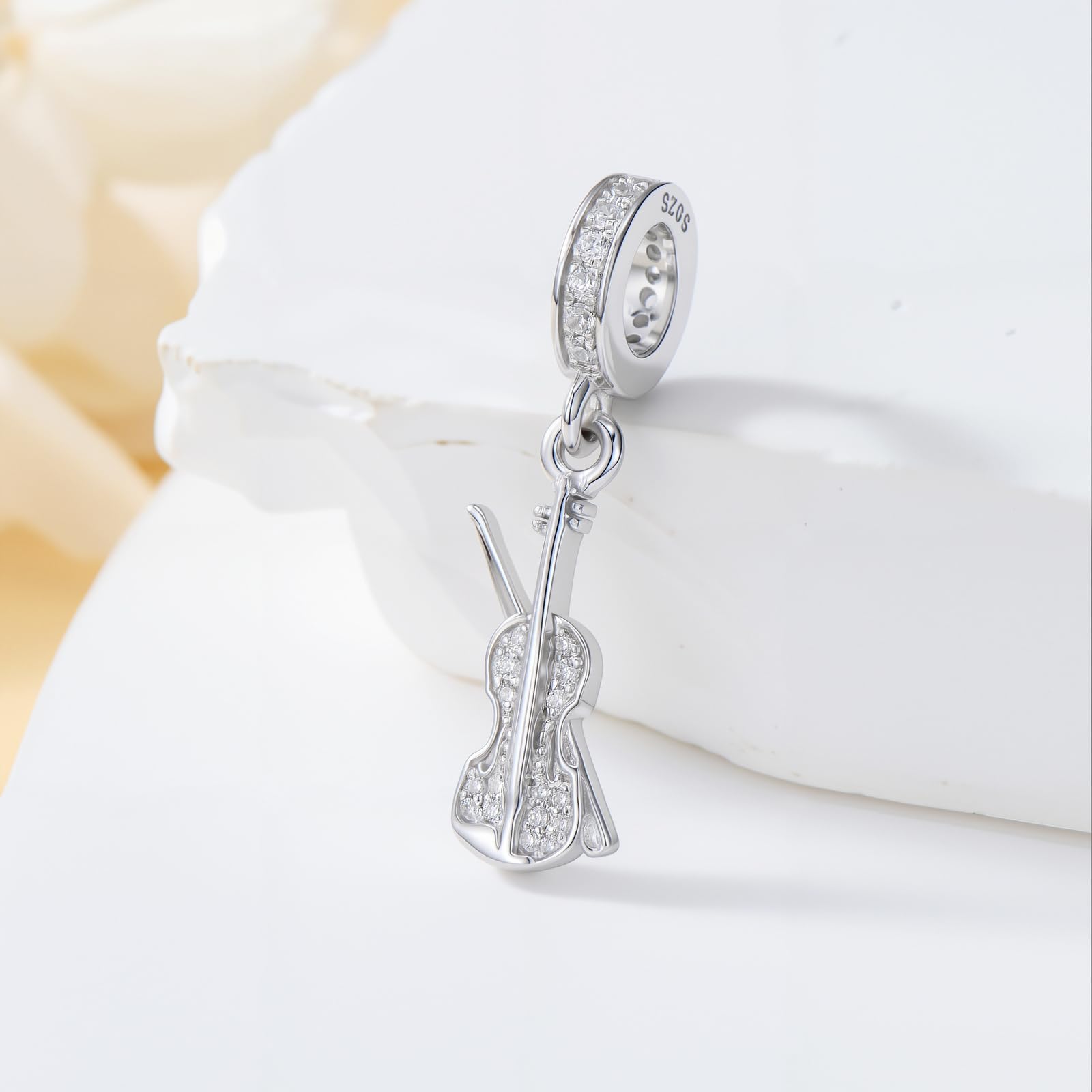 PROESS Bracciali per violino in argento Sterling 925, con ciondolo a forma di violino, per donne e ragazze