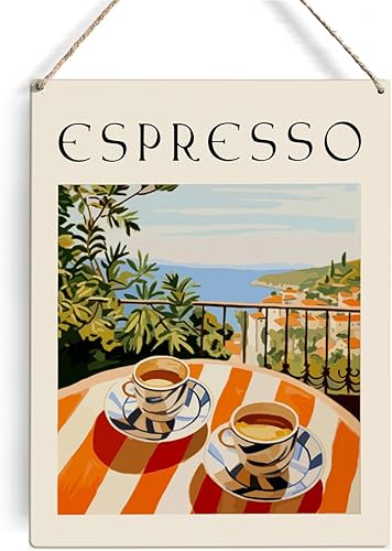 Decoración vintage de café italiano para cafetería, cocina, café, decoración de café, arte de pared para cafetería, letrero de esquina para