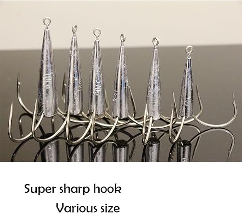 Miniatura 2 de Paquete de 2 anzuelos agudos con peso para enganchar, ganchos de pesca grandes con peso de 1.7 onzas, 2.1 onzas, 2.5 onzas