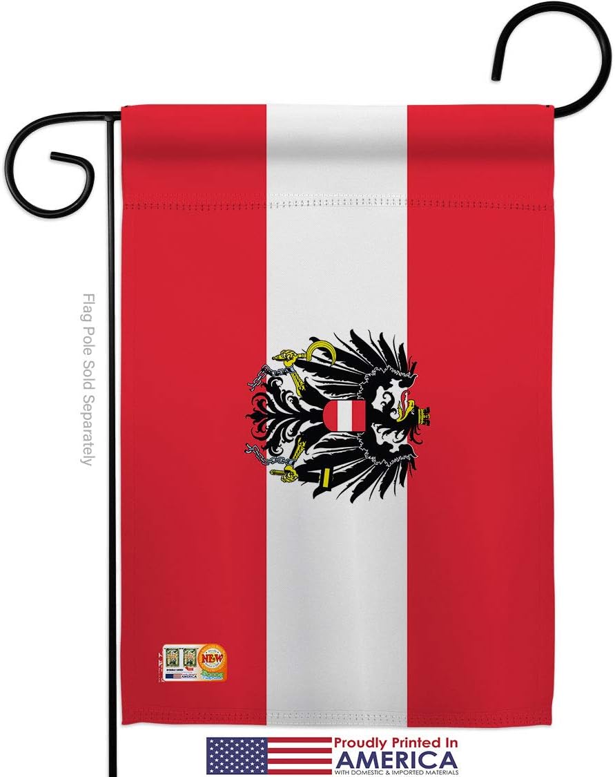 Austria w Eagle Garden Flag Set with Stand Regional Nationality Nation International World Country Particular Area Small Decorative Gift Yard House Banner Made In USA 13 X 18.5