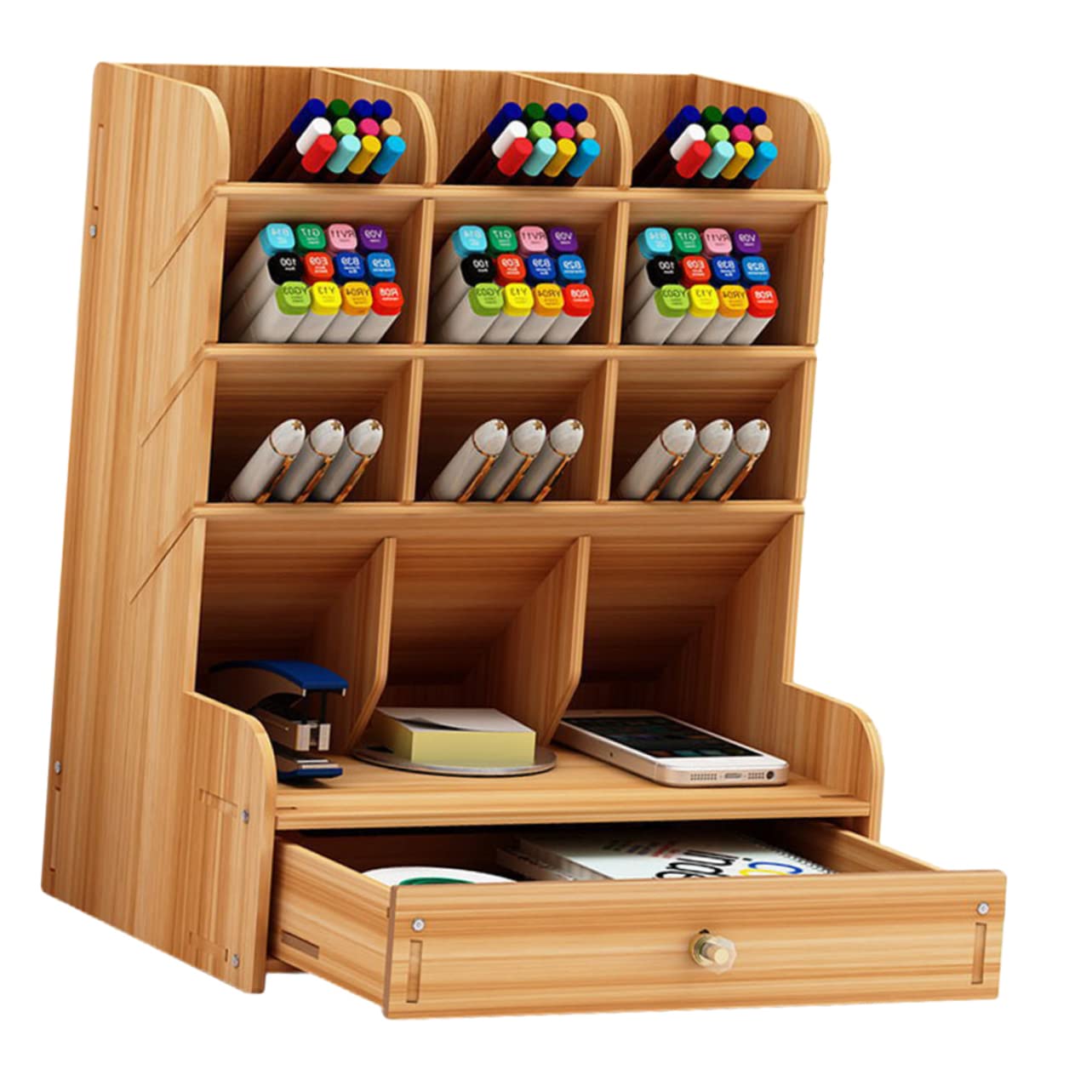 Einschulung Deko Holz Stiftehalter mit Großen Fächern für Büro Desktop