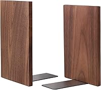 Muso Wood Handmade Walnut Bookends - Large Sturdy Non-Skid Book Ends for Heavy Books, Decorative Shelf Organizers (1 Pair)