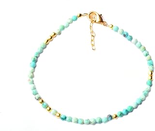 Natural Micro Beads Turquoise Bracelet, Dainty, Round Gemstone Bracelet, Turquoise Bracelet, Gift For Her