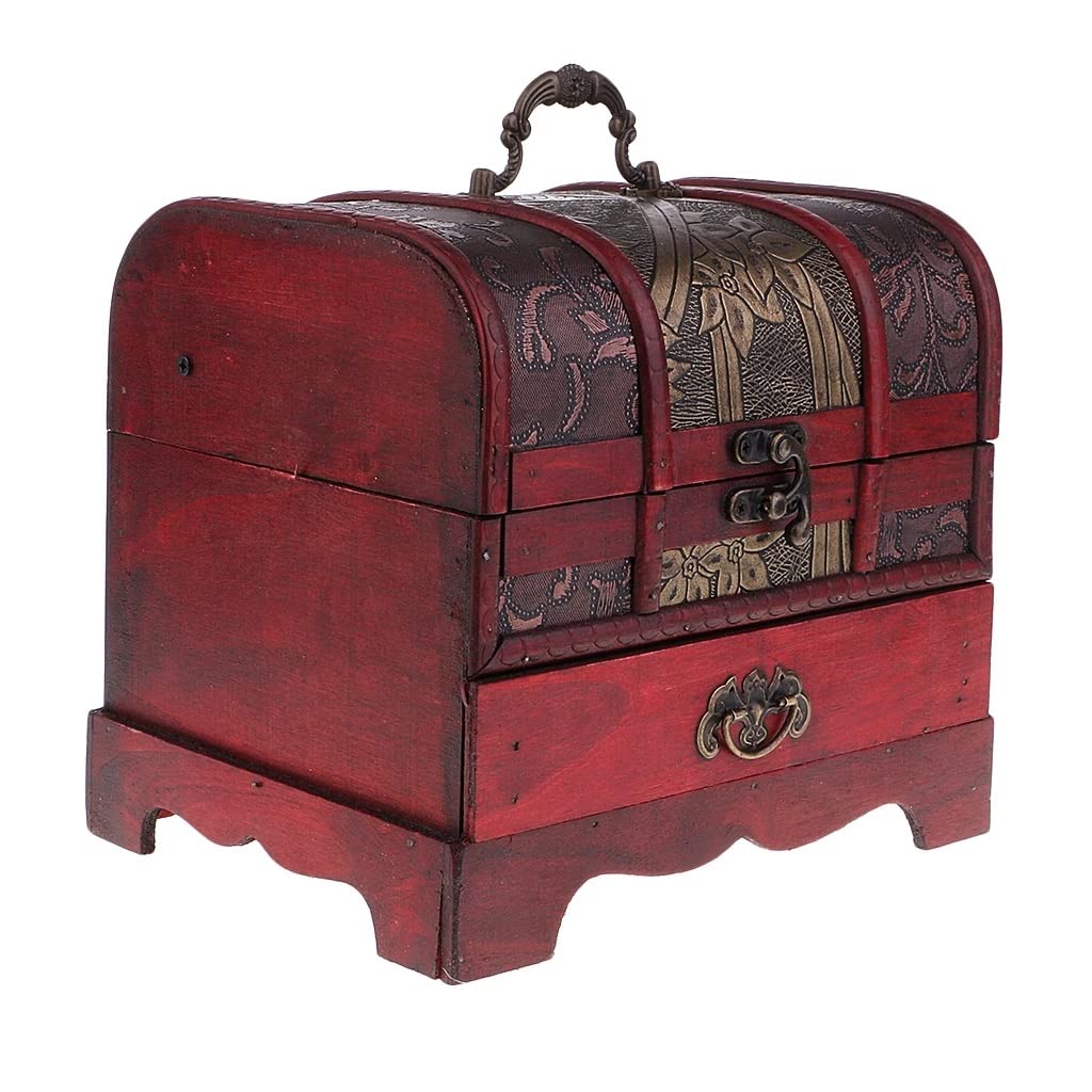 Pudełko do przechowywania, Skrzynka na biżuterię z drewna w stylu retro, organizer skarby, wystrój domu, 22x16 cm