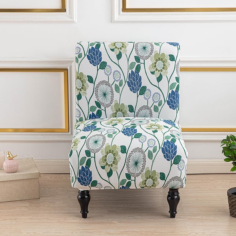 BSYMDH Armless Accent Chair Covers Printed Soft Armless Chair Slipcovers Armless Chair Slipcover Printed Slipper Chair Slipcover Printed Armless Chair Covers for Hotel Living Dining Room,06