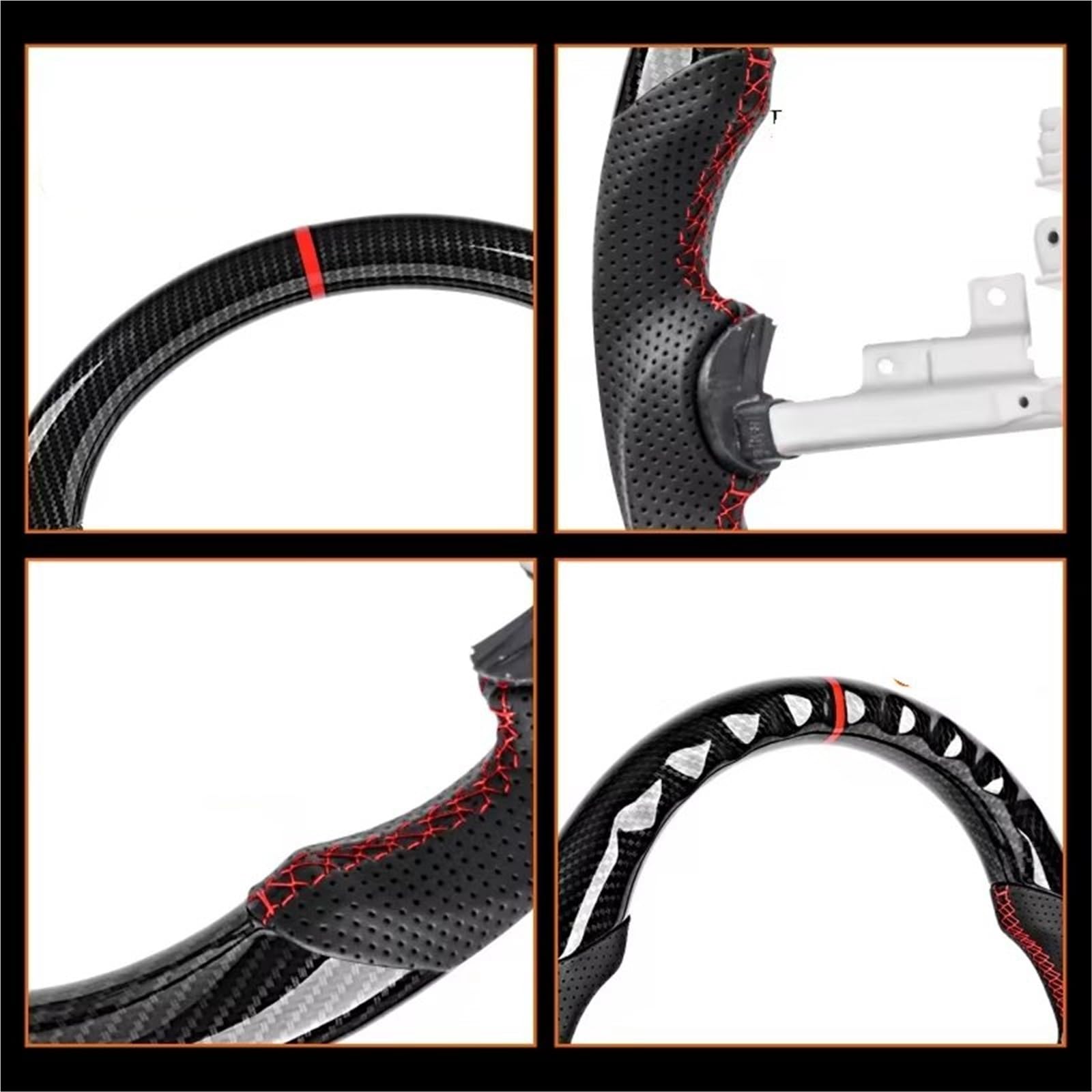 Lenkrad Auto Kompatibel Mit Chevrolet Für Corvette C6 Z06 ZR1 2009 2010 2011 2006 2007 2008 Carbonfaser-Lenkrad, Rennsportrad, Autoteile(Red)