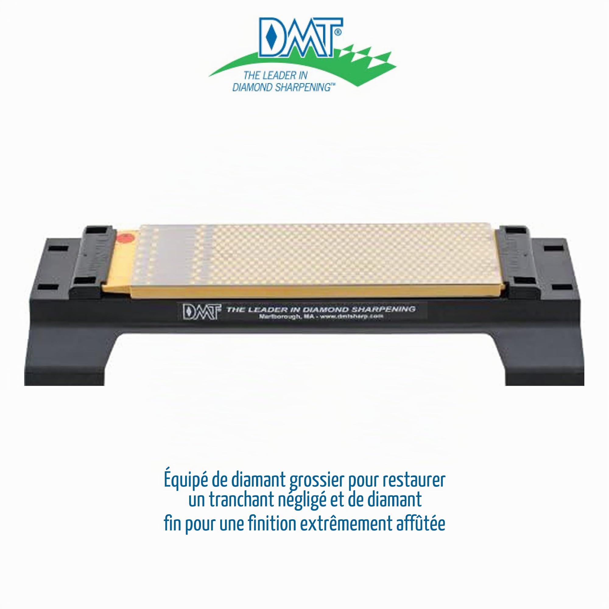 DMT Pierre à affûter DuoSharp – fin/grossière avec socle, 20,3 cm / 8 pouces, WM8FC-WB