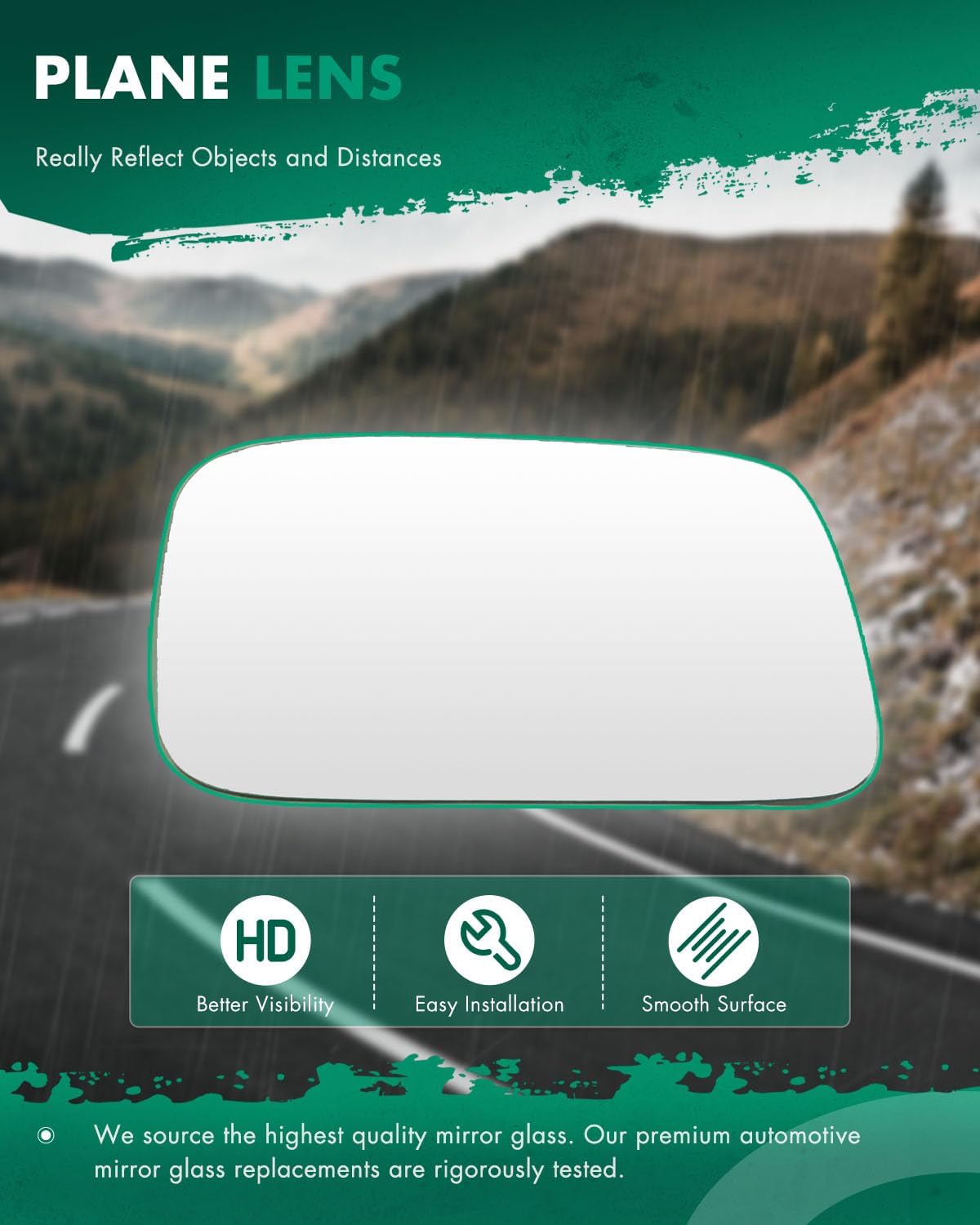 SCITOO Exterior Mirror Glass Passenger Right Side Fit for 2009-2014 For ACURA TL (UA8/UA9) W/HEATED Chrome Convex Replacement Side Mirror Glass RM01254-12P