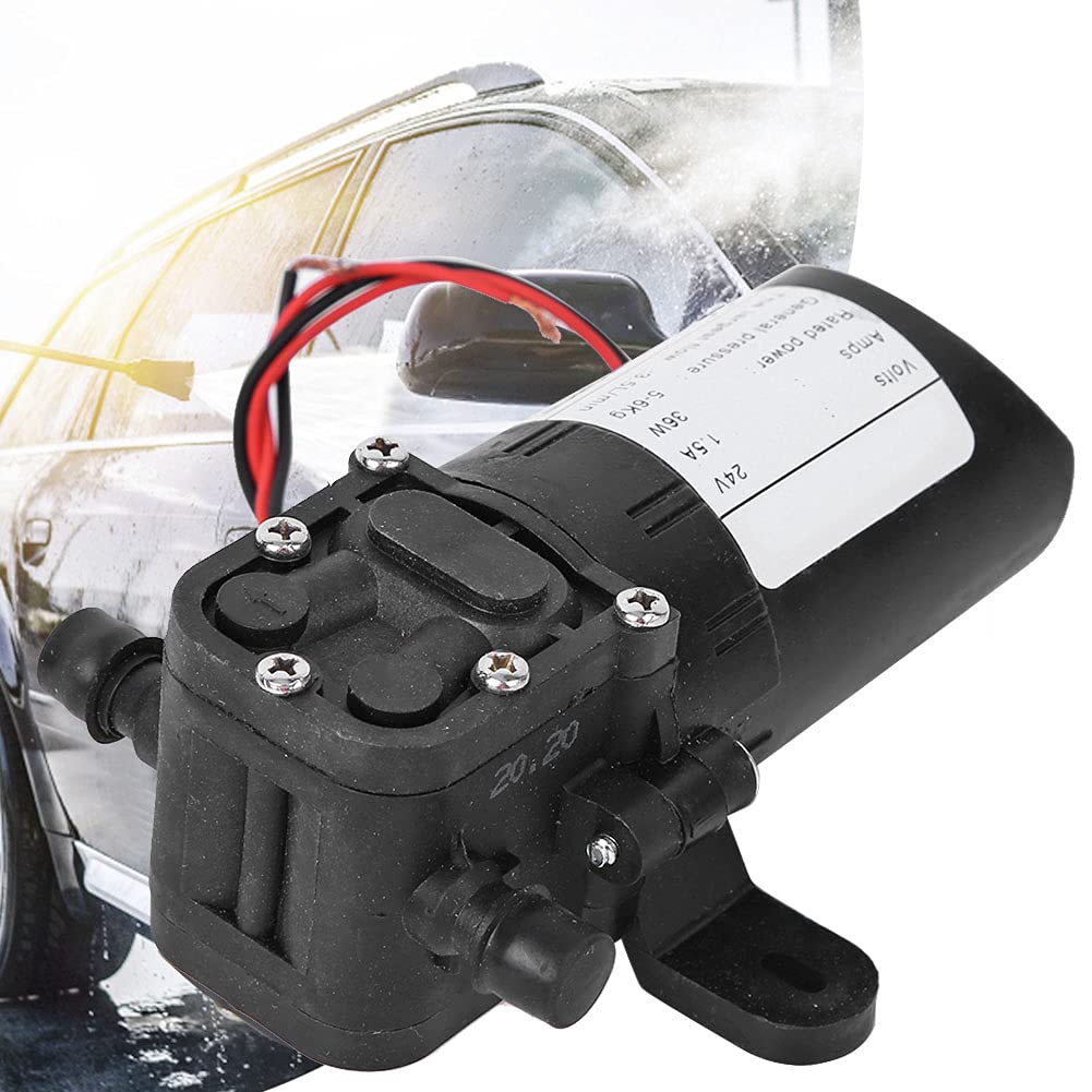 Micro Pompe à Membrane D'amorçage, DC 24V 3.5L/min Pompe à Eau Haute Pression de Moteur à Courant Continu, Mini Pompe à Eau Interrupteur Automatique à Moteur à Air Sous Vide pour Aquarium (DC24V)