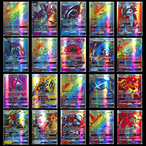 Xiaoxingyun 120 Assorted Pokemon Cards - 115 GX and 5 Mega Pokemon Cards, Pokemon Trading Card Game Cartoon Cards for Children, Includes Paper Box