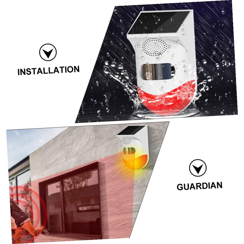 Allarme Infrarossi da Esterno Solare Rosso IP67 in ABS e Silicio | Sensore Infrarossi da Esterno Allarme Giardino, Allarme Forte, per Casa, 1 Pezzo
