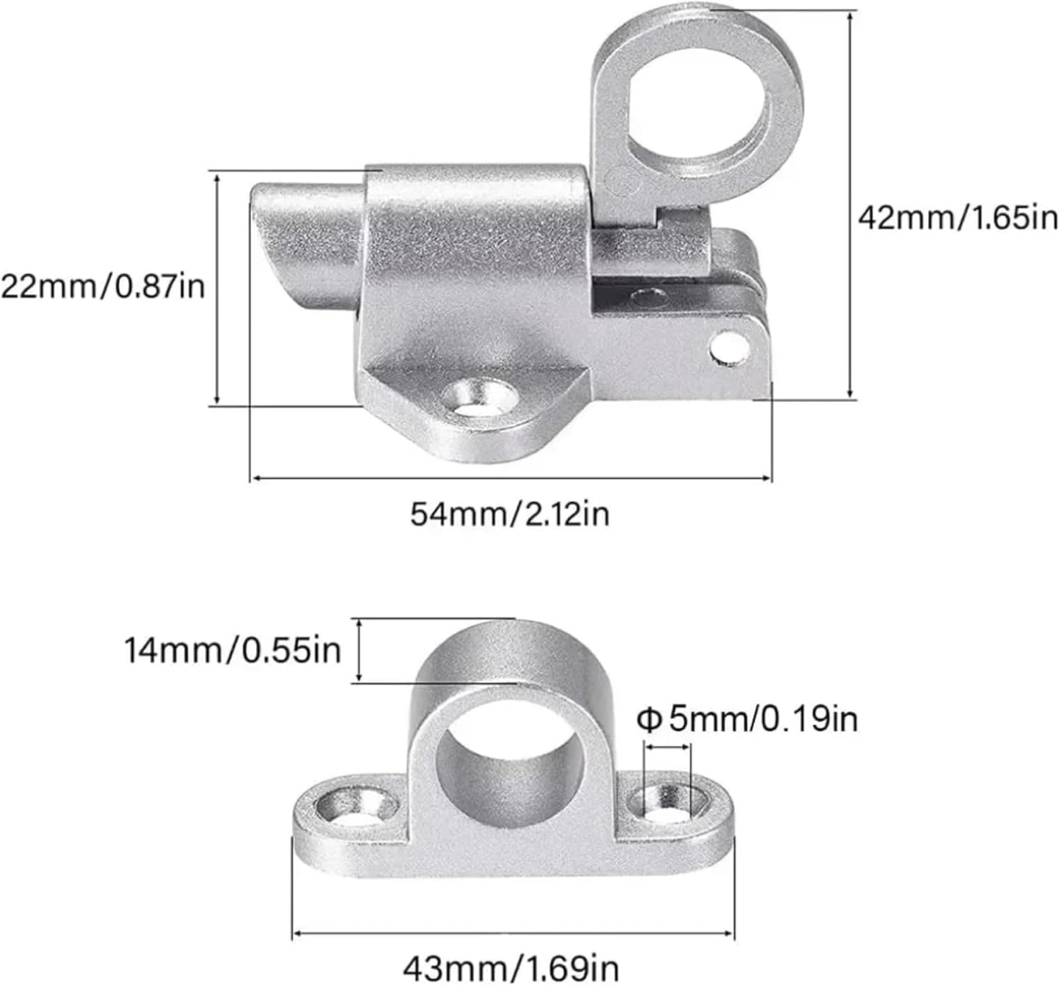 8Pcs Latch with Screws Bolt Lock Automatic Spring Latchs with Pull Ring Gate Locks for Windows Door(Silvery)