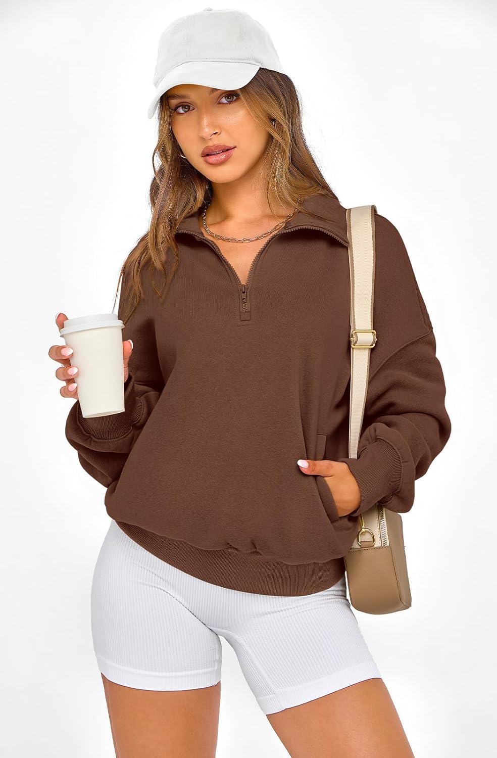 PRETTYGARDEN Womens Half Zip Oversized Sweatshirts Fleece Hoodies 2026 Trendy Long Sleeve Pullover Tops Y2k Spring Outfits - Image 4