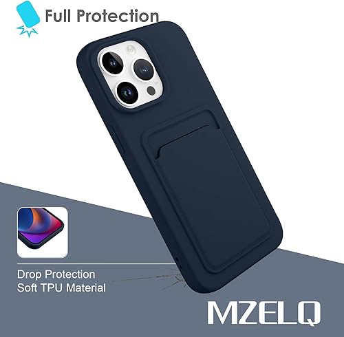 Miniatura 5 de MZELQ Funda de silicona compatible con iPhone 15 Pro Max, funda protectora para cámara con tarjetero + protector de pantalla, funda con ranura para
