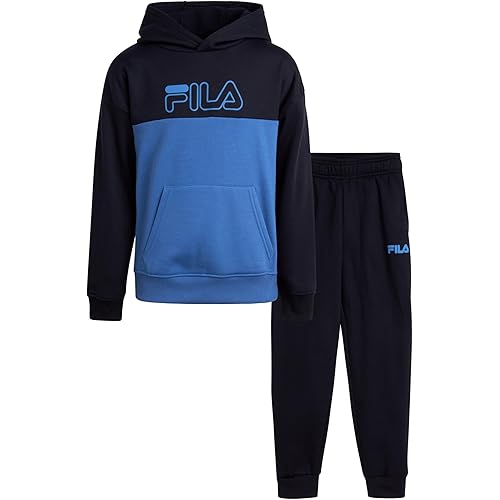 Fila Boys' Sweatsuit Set - 2 Piece Active Hoodie Sweatshirt and Jogger Sweatpants - Performance Activewear Set for Boys, 8-12