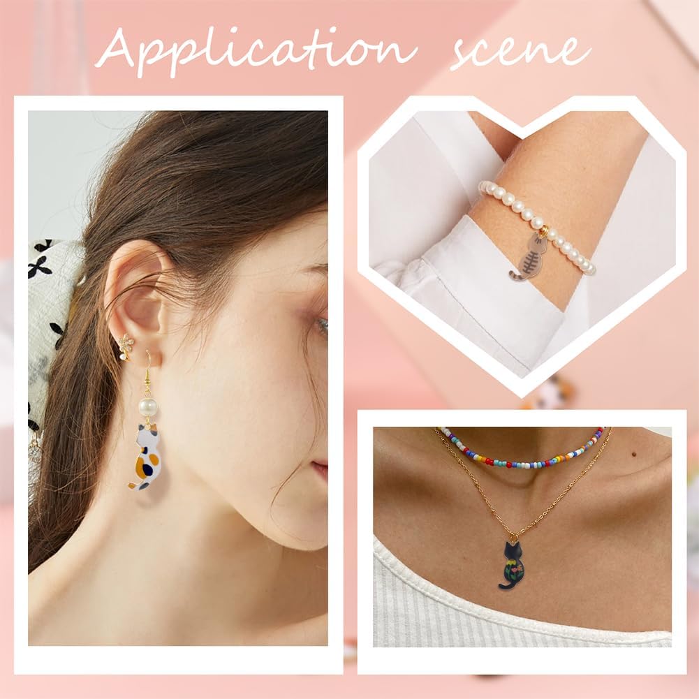 SUNNYCLUE Cat Charms - Bulk Kitty Charm Black Cat Kitten Animal Enamel Cartoon Cute Mini Pet Alloy Charms for Jewelry Making - Image 5