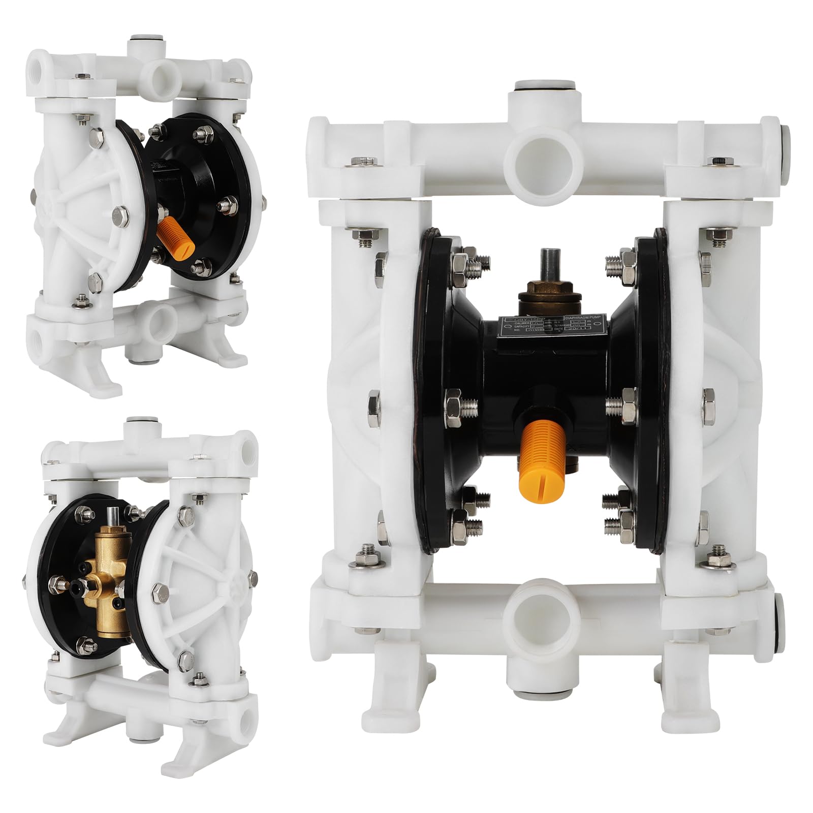 QBK-15 Air Operated Double Diaphragm Pump 1/2 Inch Outlet, 12 GPM, Max 115 Psi Industrial, for Chemical Waste Oil,Nitrile Diaphragm Air Transfer Pump, Cast Iron Aluminum Alloy