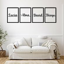 Personalised Decorative Pictures with Names | 4 Wooden Panels 40 x 30 cm | Wall Decoration for Bedroom, Living Room or Bedroom | Couple Gift for Weddings and Anniversaries (4 or more names)