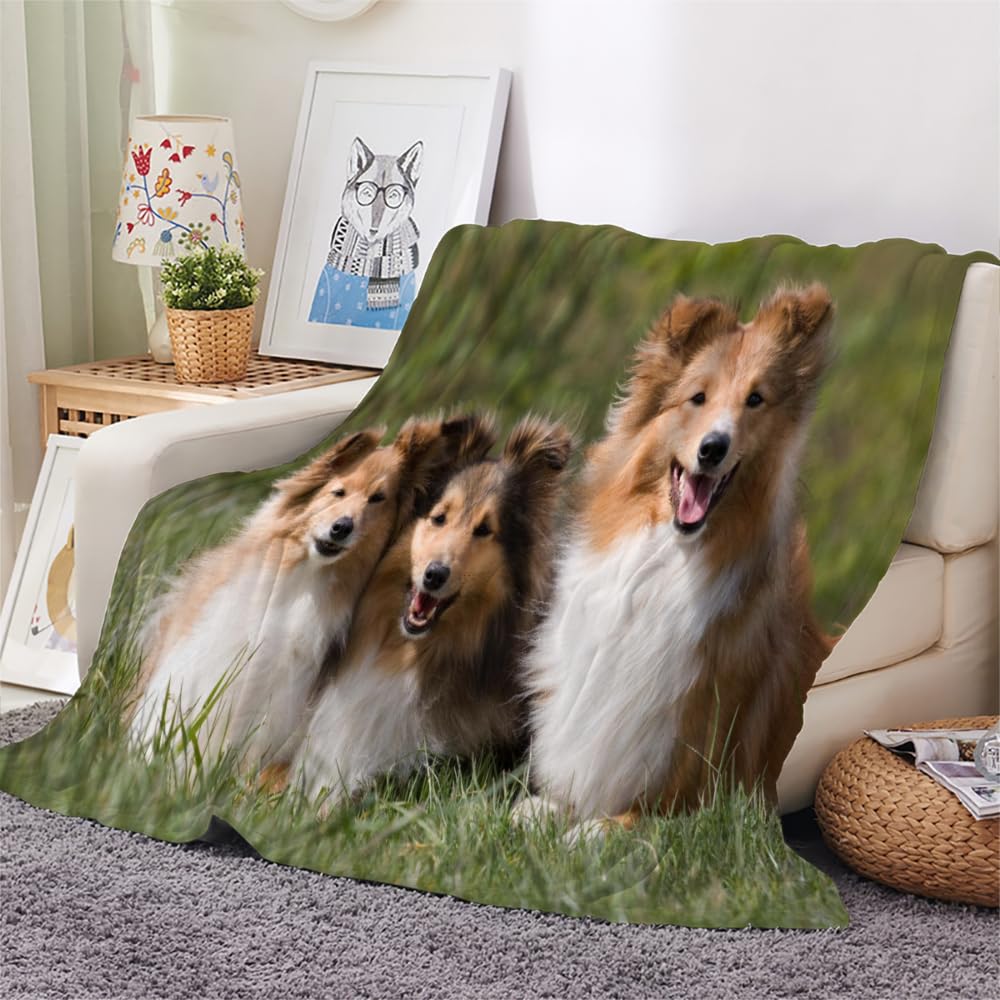 3D Owczarek szetlandzki Koc dla niemowląt Puszysty Flanelowy Koc Uroczy Szczeniak Koc Miękki i Ciepły Koc 70 x 100 cm Kocyk dziecięcy Pieczęć Dziecięca
