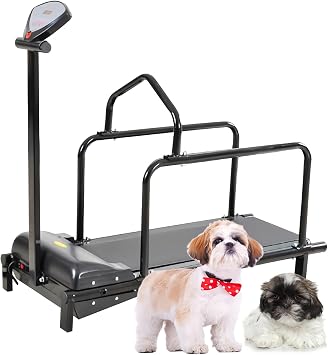 Dog Treadmill for Small Size Dogs - Pet Running Machine - Dog Pacer Training Pad - Pet Fitness Treadmill with LCD Display Screen, Pet Training Equipment, Adjustable Speed 0.8-6km/h,Black
