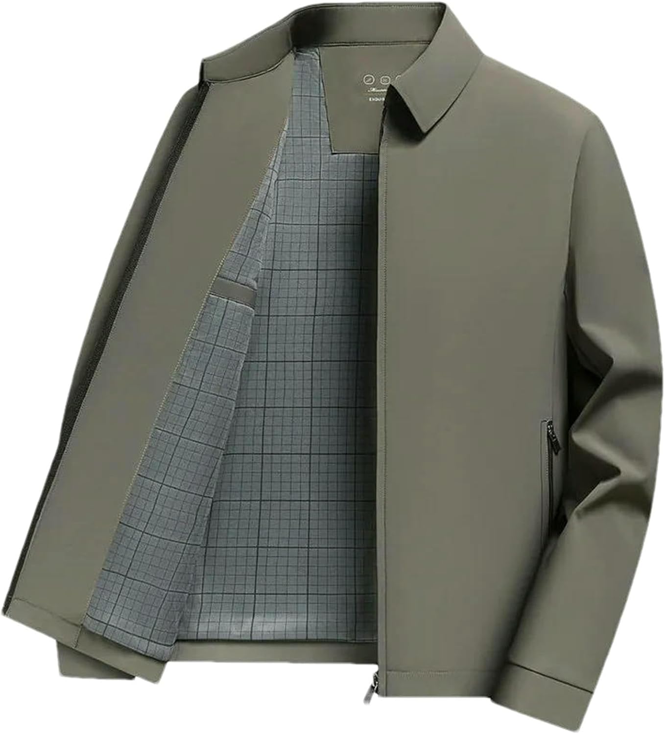 JXQXHCFS Men’s Spring Zip Up Jacket Business Casual Lapel Windbreaker Anti Wrinkle Windproof Lightweight Outerwear Coat