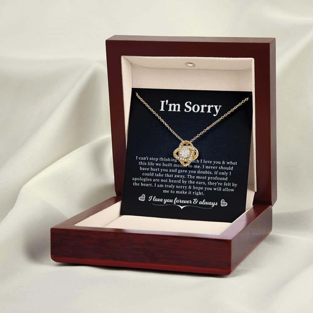 Apology Gifts, I'm sorry gifts for Her Wife Necklace I'm Sorry Gift, Forgiveness Gift To Say Sorry, I'm Sorry To Girlfriend Love Knot Necklace.