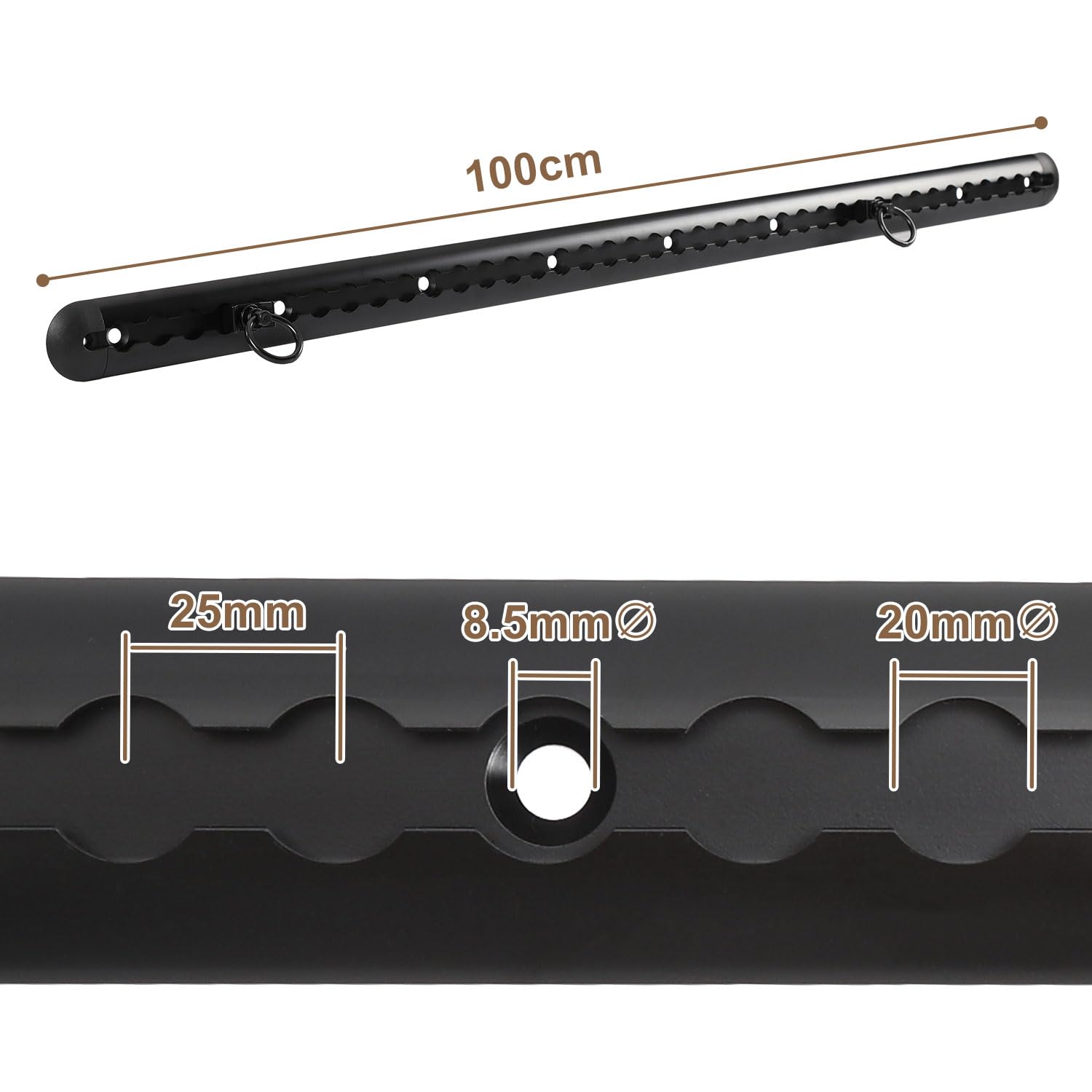 Airlineschiene 4x1 m Aluminium,Zurrschienen Runde Halbrunde Form,Airlineschienen Set mit 10 Airlineschienen-Fitting-Ring 8 Airlineschiene Endkappe,für Wohnmobile und LKW,Schwarz