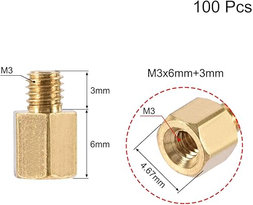 Miniatura 10 de uxcell M3x7mm+0.118 in macho-hembra latón hexagonal PCB placa base separador separador para FPV Drone Quadcopter, computadora y placa de circuito
