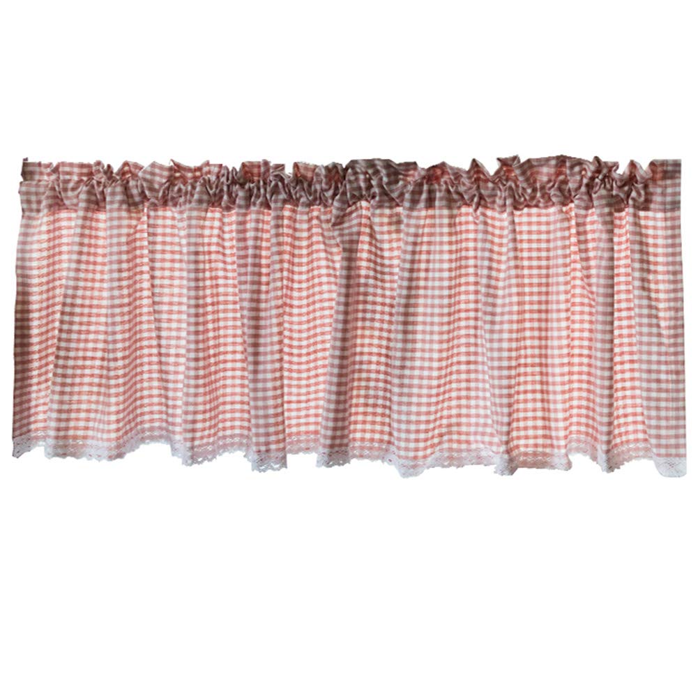 Cortina de café estilo celosía rosa para decorar ventanas de cocina