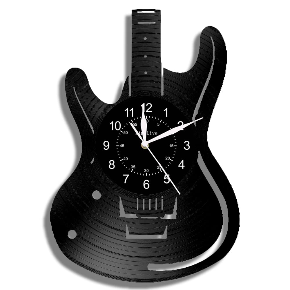DoublecatMusic Rock Band Guitar Office Wall Clock Decor for Boss Boyfriend Gift 12inch 30CM (NO LED)