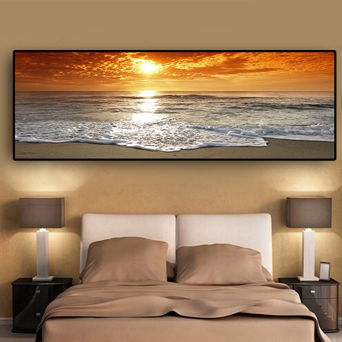 Instarry 5D DIY Diamond Painting Kits for Adults Full Drill Beach at Sunset Cross Stitch Mosaic Home Decorations Art Kit 47.2x15.7 inch