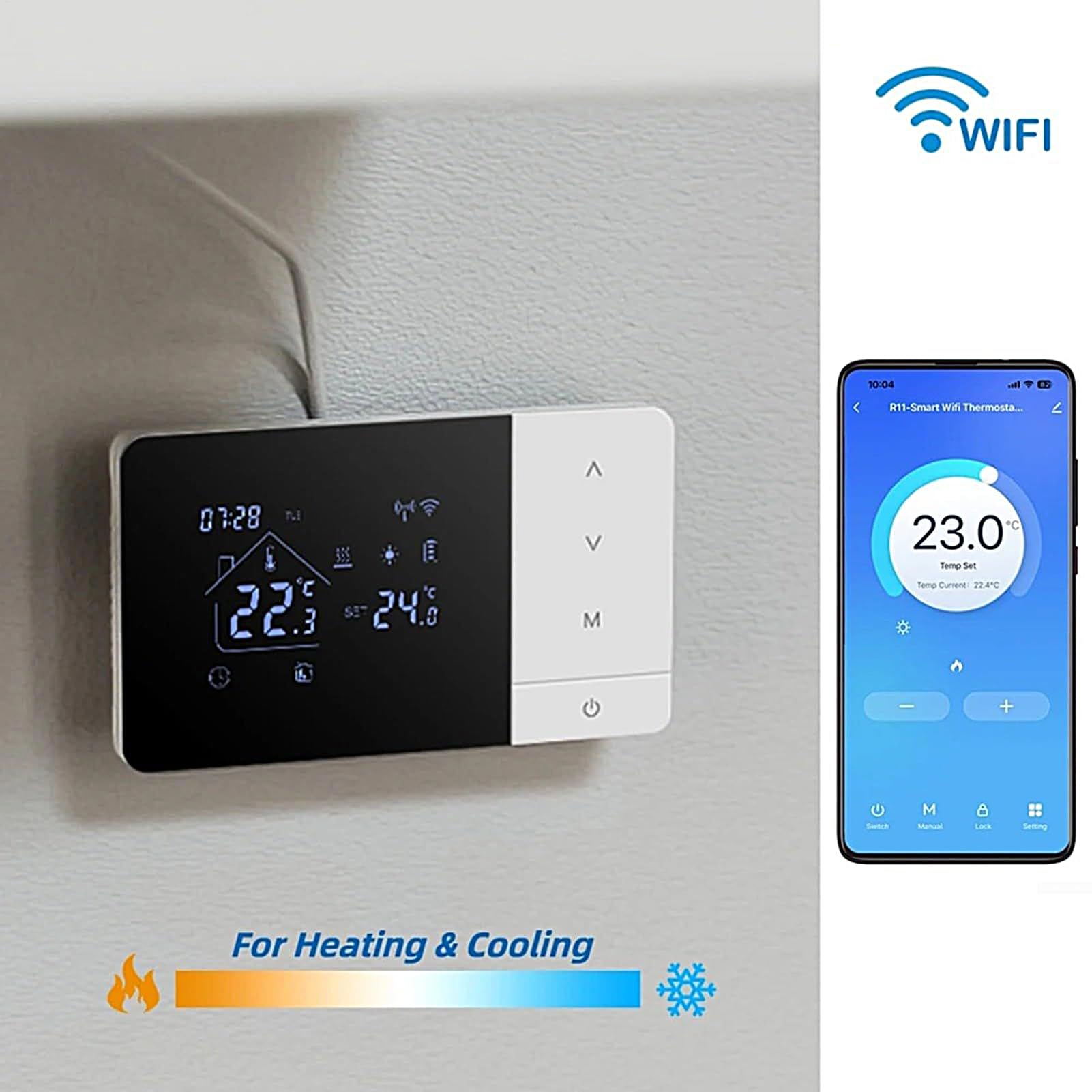 Termostati Intelligenti Per La Casa Termostato Wifi Riscaldamento E | Controller Temperatura con Schermo Touch e Sensore per Casa Camper Casa Hotel Ambient