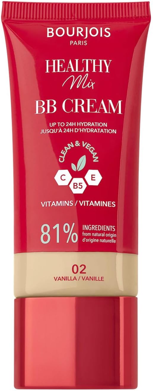 Bourjois Healthy Mix — BB-крем с высоким уровнем покрытия и комплексом витаминов C, E и B5, оттенок № 02 Vanilla, 30 мл