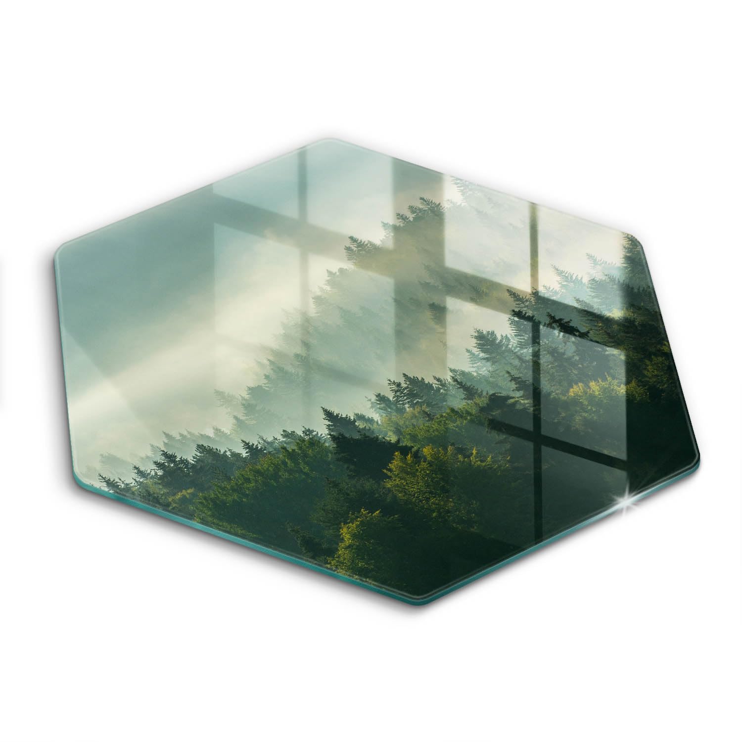 Planche à Découper Induction Wallfluent Protection Plaque Cuisson Hectagonale Forêt 40cm