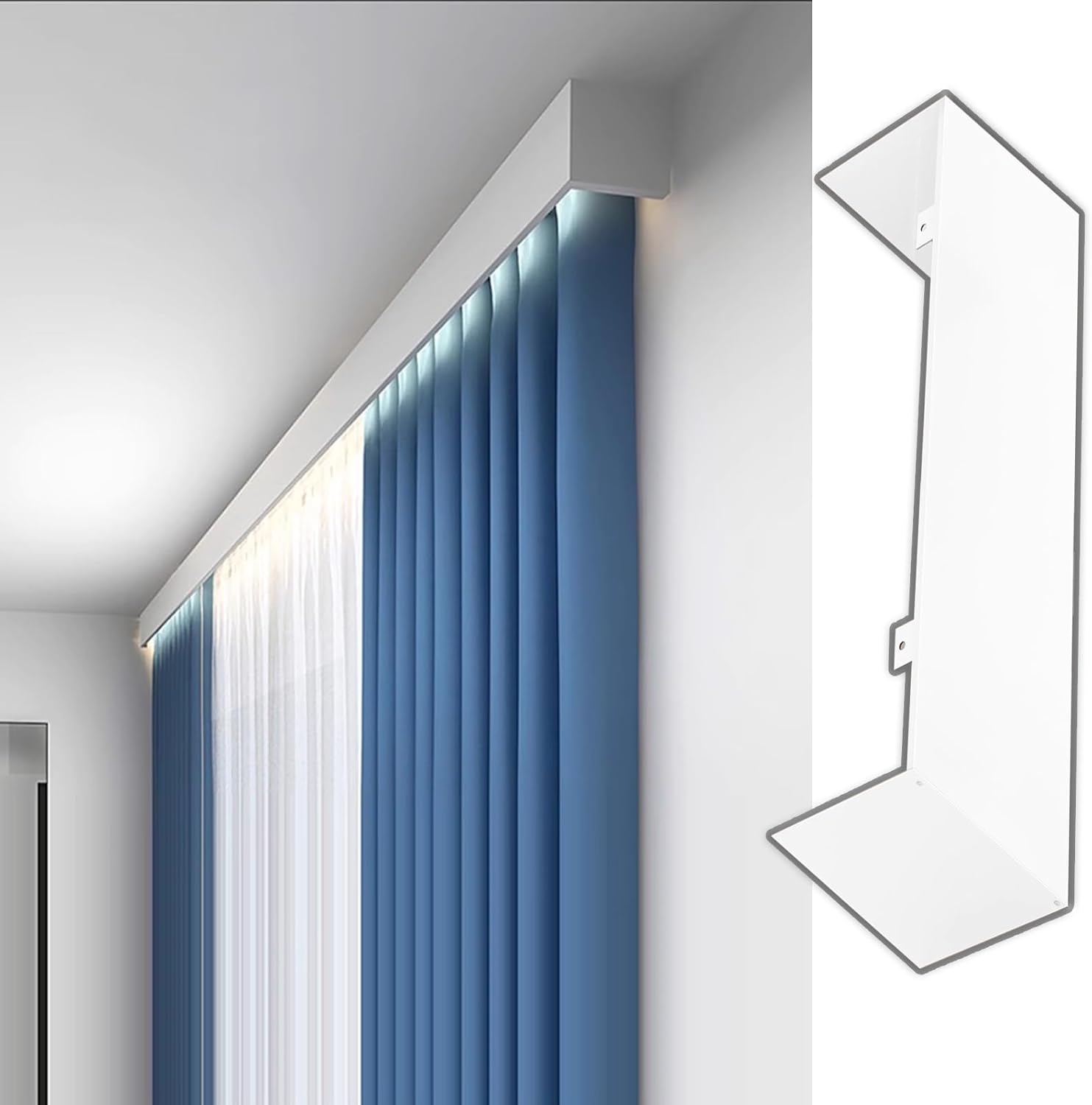 Curtain Pelmet Bedroom Blackout Curtain Pelmet Frame, Heavy Duty Aluminum Curtain Decor Valance, Ceiling or Wall Mount Curtain Cassette Box Without Track(Ceiling Mount,3.4m/11.2ft)
