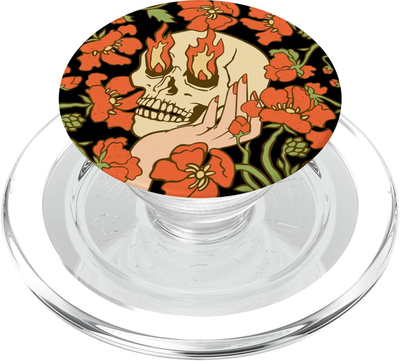 PopSockets Skull & Goth Phone Grip & Stand - Skull Flowers PopSockets PopGrip for MagSafe