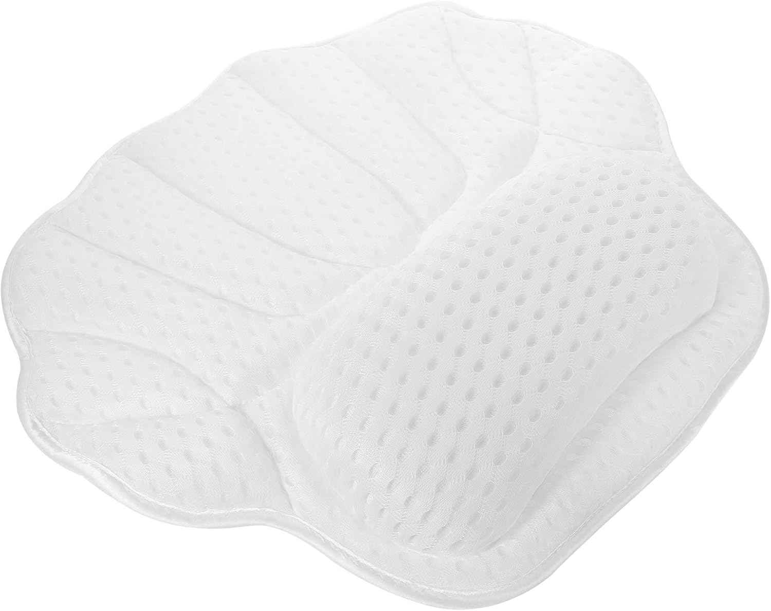 Washable Polyester Cups Bathtub Bath with Suction Strong Pillow for Head Neck Support, Cushion Decor, White Minimalist Design and Spa and Bathroom